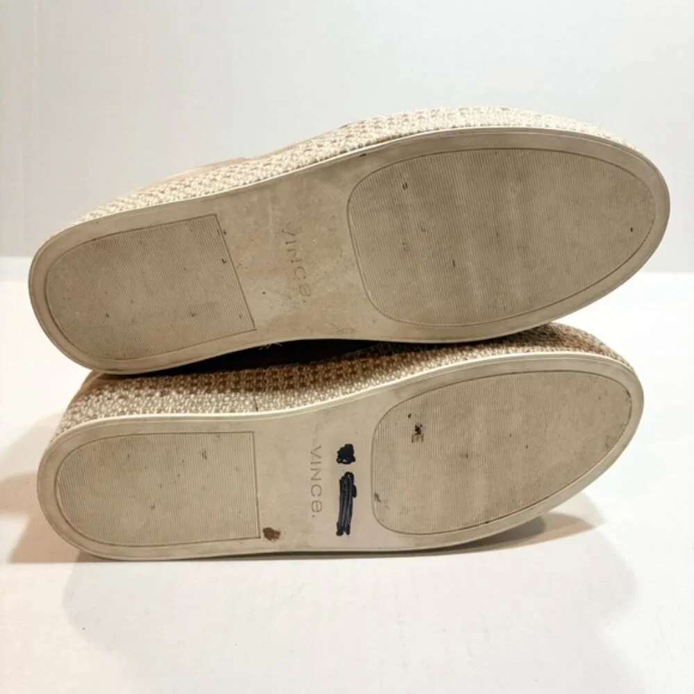 Vince WILDEN Slip On Espadrille Sneakers Size 7.5 Tan Suede Platform Casual Boho